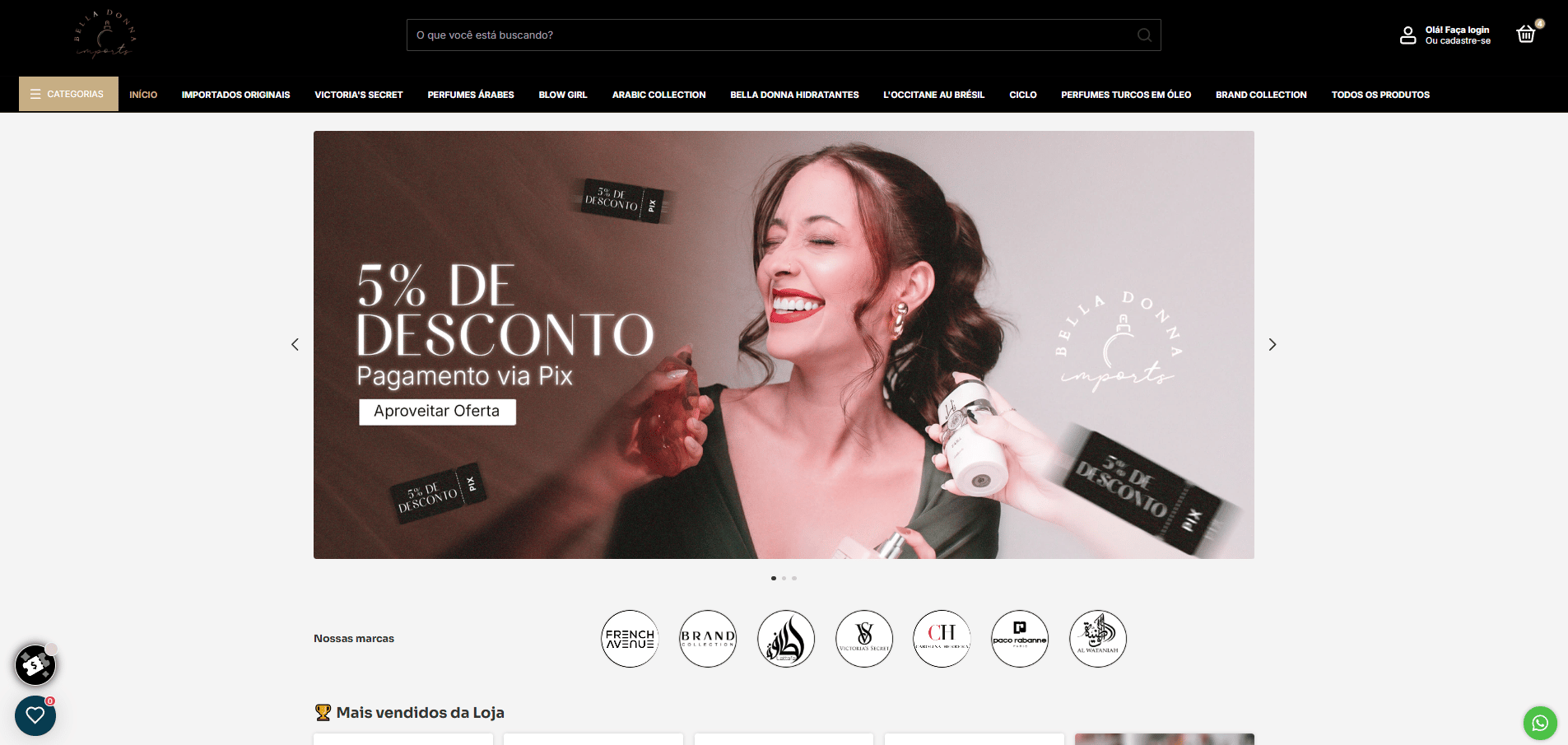 Bella Donna Imports, do topo ao rodapé