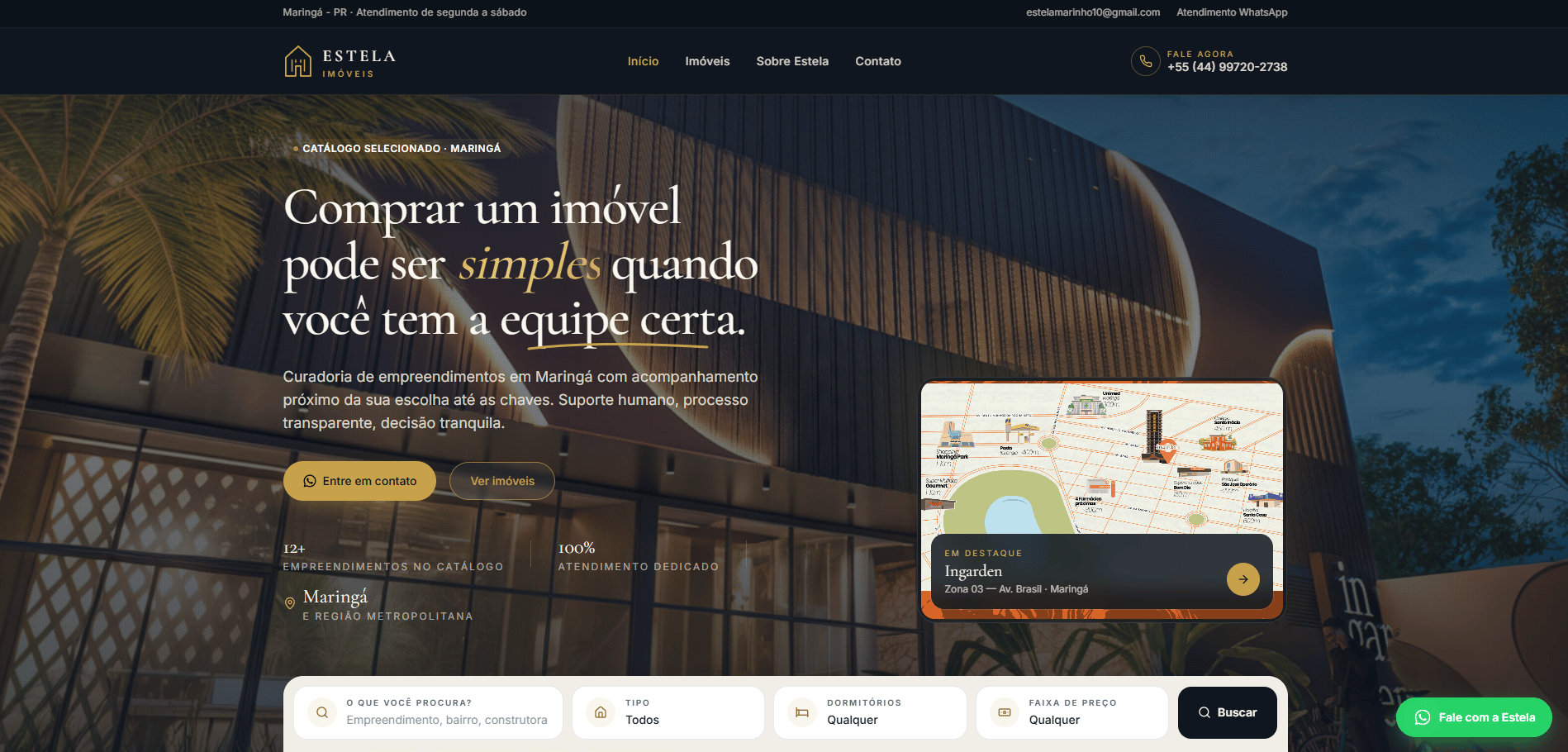 Landing page da corretora